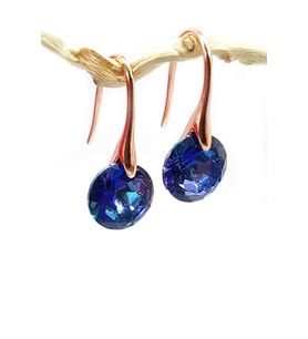 blue  mistik topaz tasli gumus Kalp Figürlü  kupe