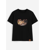 Kadın Bisiklet Yaka %100 Pamuk Blok Baskılı Kısa Kollu T-Shirt
