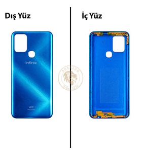 Infinix Hot 10 Mavi Uyumlu Arka Kapak Arka Cam Batarya Pil Kapağı Lazer Kesim Back Cover