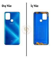 Infinix Hot 10 Mavi Uyumlu Arka Kapak Arka Cam Batarya Pil Kapağı Lazer Kesim Back Cover