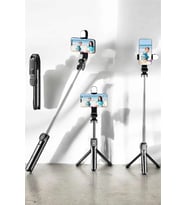 Tripod Kablosuz Bluetooth Bağlantılı Selfie Çubuğu 360 Derece Dönebilen