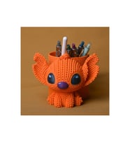Alvera Knitted Kalemlik – 3D Baskı Sevimli Karakterli Masaüstü Kalem Organizeri-Turuncu