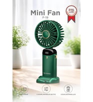 Torima Şarjlı Masaüstü Vantilatör Dijital Göstergeli 90 Derece Katlanabilir Mini Fan F19 Yeşil