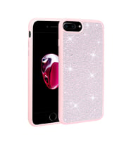 Apple iPhone 8 Plus Kılıf Parlak Taşlı Tasarım Zore Ston Kılıf (Pembe)