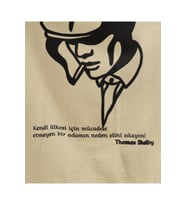 Thomas Shelby Karakalem Baskılı Erkek Tişört (Bej)