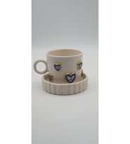 Altın Yaldız Çok Kalpli Nazar Fincan Mug (Karışık)