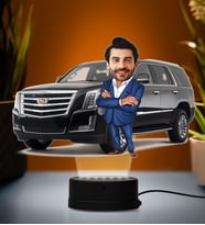 Doğum Günü Hediyesi,Sevgiliye Hediye, Kişiye Özel Fotoğraflı Cadillac Tasarımlı Karikatür 3D Led Lamba (Beyaz)