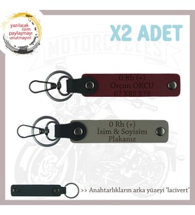 Hız Tutkunlarına, İsim Plaka ve 0 Rh (+) Kan Grubu x2 Anahtarlık Seti Armağanı, Kül Gri-Bordo-Laci (Çok Renkli)