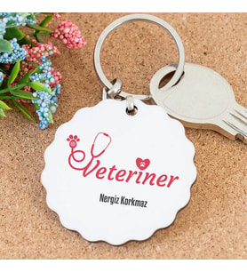 Veteriner Tasarımlı Papatya Anahtarlık