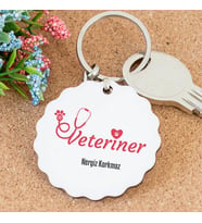 Veteriner Tasarımlı Papatya Anahtarlık