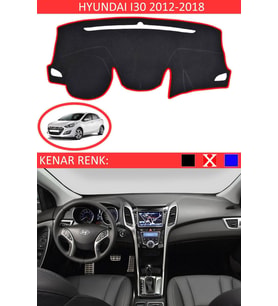 Hyundai I30 2012-2018 Için Uygun Torpido Koruma Halısı Siyah Kenar Renk Kırmızı