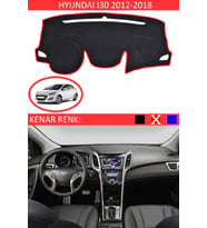 Hyundai I30 2012-2018 Için Uygun Torpido Koruma Halısı Siyah Kenar Renk Kırmızı