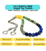 Sertifikalı Yay Burcu 8mm 33lük Doğal Taş Tesbih