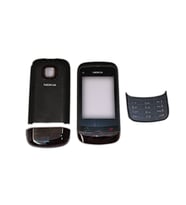 Nokia C2-03 Kapak Nokia C2-03 uyumlu Siyah ön Kapak Arka Kapak Tuş Takımı