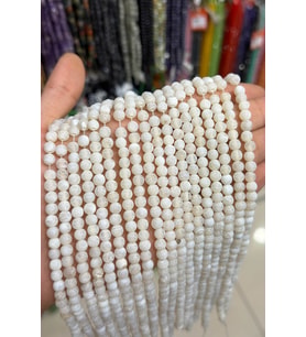 Yengeç Akik Taşı Küre Kesim Mat Beyaz 6mm Doğal Taş Dizi [AA]