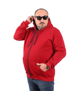 Starbattal Büyük Beden Unisex Kapüşonlu 3ip Sweat 11701 BORDO