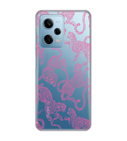 Redmi Note 12 Pro 5G Uyumlu Pembe Leopar Desenli Şeffaf Telefon Kılıfı