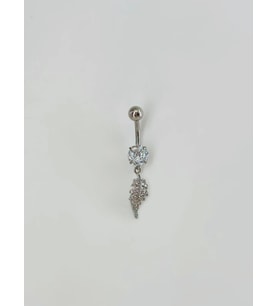 Yaprak Detaylı Sallantılı Göbek Piercing - Pg0111