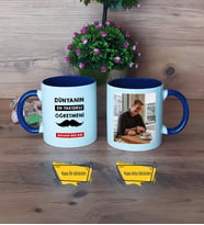 Erkek Öğretmene Hediye Kupa Bardak Lacivert Fotoğraflı Öğretmenler Günü Hediyesi