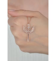 Kadın Rose Kanatlı Kılıç 925 Ayar Gümüş Kolye