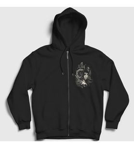 Presmono Unisex Siyah Myth Metal Alcest Fermuarlı Kapüşonlu Sweatshirt 523580tt