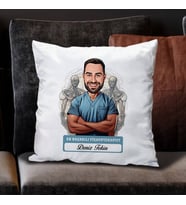 Kişiye Özel Hediye Karikatürlü En Başarılı Erkek Fizyoterapist Yastık