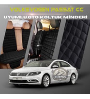 Volksvogen Passat cc Siyah Renk Tay Tüyü Cepli & Terletmez Sırtlı Oto Koltuk Minder Seti - Koltuk Koruma Kılıfı (ÖN & ARKA TAM SET)