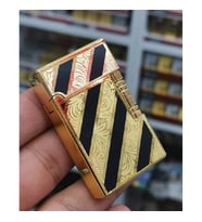 Lüks Dupont Tasarımlı Metal Çakmak Silvio Monetti Gazlı Çakmak Gold Siyah
