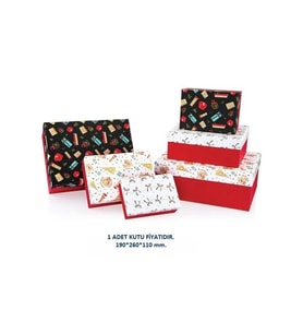 GIPTA FESTA DİKDÖRTGEN HEDİYE KUTUSU BX2701 D NO:4 190x260x110 mm - TEKLİ (Çok Renkli)