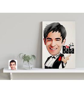 BK Gift Kişiye Özel Godfather Baba Karikatürlü Kanvas Tablo-3