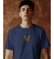Erkek Tekir Kedi Baskılı Oversize Tişört – Minimal Tabby Cat Tasarım (Lacivert)