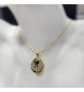 925 Ayar Gümüş Gold Renk Anka Madalyon Kolye