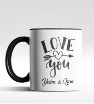 Kişiye Özel I Love You Temalı Siyah Renk Kupa