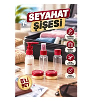 5’li Seyahat Kozmetik Şişe Seti – 30 ml Şeffaf Sızdırmaz Organizer