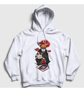 Presmono Unisex Beyaz Pain Anime Naruto Kapüşonlu Sweatshirt 318407tt