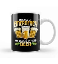 Funny In Case Of Emergency My Blood Type Is Beer Kupa Bardak Porselen