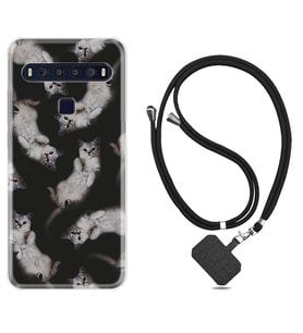TCL 10L 10 Plus 10SE 20E 20SE 30 L7 Kılıf Boyun Askılı Silikon Sevimli Kedicikler 1785