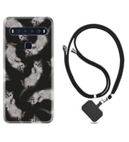 TCL 10L 10 Plus 10SE 20E 20SE 30 L7 Kılıf Boyun Askılı Silikon Sevimli Kedicikler 1785