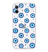 PrintiFy iPhone 12 Mini ile Uyumlu Nazar Boncuğu 1 Baskılı Kamera Korumalı Şeffaf Silikon Kılıf