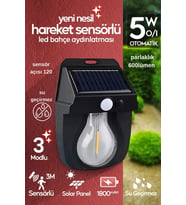 Güneş Enerjili Dekor Balkon Bahçe Aydınlatması Ampul Şeklinde Şık Led Loş Işık