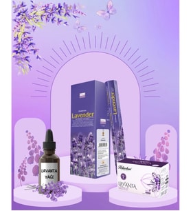 Lavanta Yağı 20 ml + Lavanta Çayı 20li + Lavanta Tütsüsü 20 çubuk