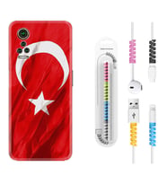 General Mobile GM 21 Pro GM 22 Pro Plus Kılıf Kablo Koruma Spiral Silikon Şanlı Türk Bayrağı 4 1401