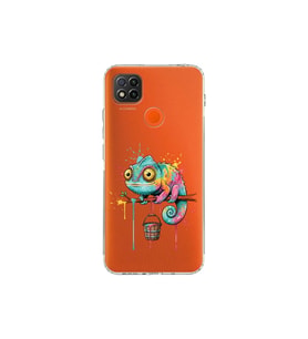 Redmi 9c ile Uyumlu Splash Bukalemun Tasarımlı Şeffaf Silikon Kılıf