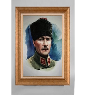 Çerçeveli Paspartulu Atatürk Tablo a700 (Gold)