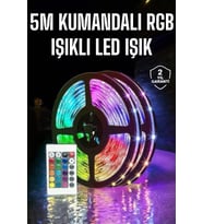 5 Metre Şerit Led RGB LED'li Kumandalı Güç Adaptörü Her Ortama Uygun