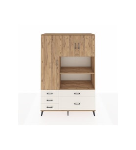 Hyperion Dolap 7 Raflı 5 Çekmeceli 3 Kapaklı 132x44x195 Çam-Çam/Aytaşı