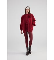 Oversize Çıkarılabilir Gül Detaylı Astarlı Alexa Bomber Ceket Kahve (Bordo)
