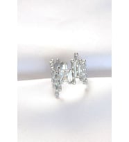 Silver Renk Tırtıklı Kalın Baget Taş Tasarım Ayarlanabilir Yüzük (Gümüş)