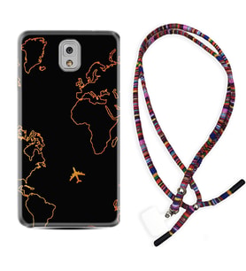 Samsung Note 3 4 5 8 9 20 Ultra 10 Lite Kılıf Boyun Asklı Rasta Silikon Harita ve Uçak 1777