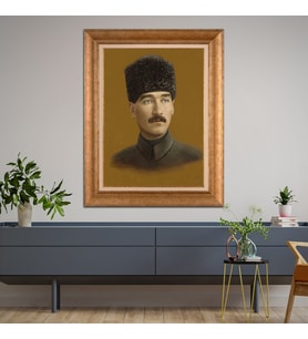 Altın Varaklı Paspartulu Çerçeveli Tablo rv1513